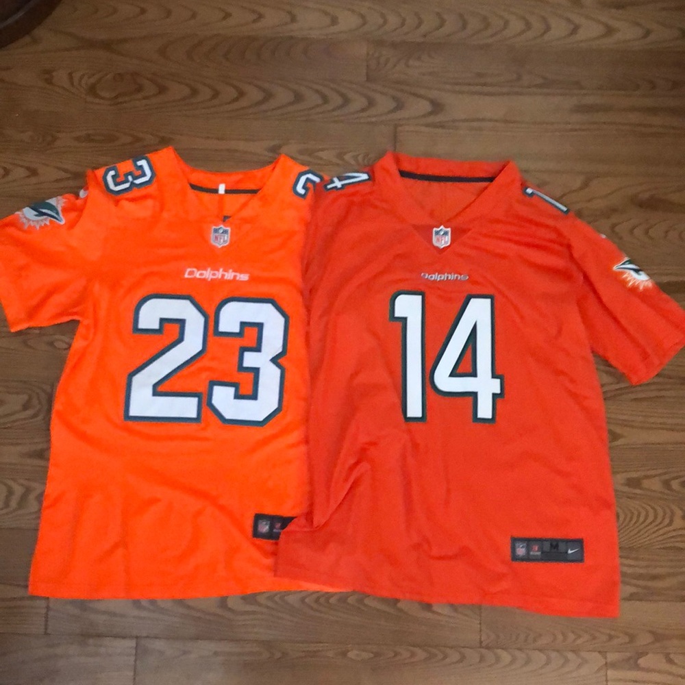 Orange Jay Ajayi and Jarvis Landry Jerseys.